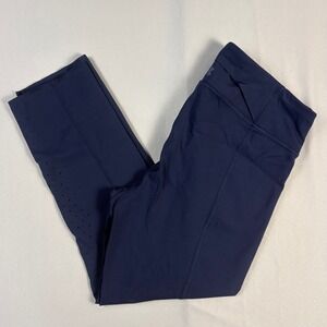 Under Armour Womens Small Navy Blue Cropped Perforated Leggings Back Pocket